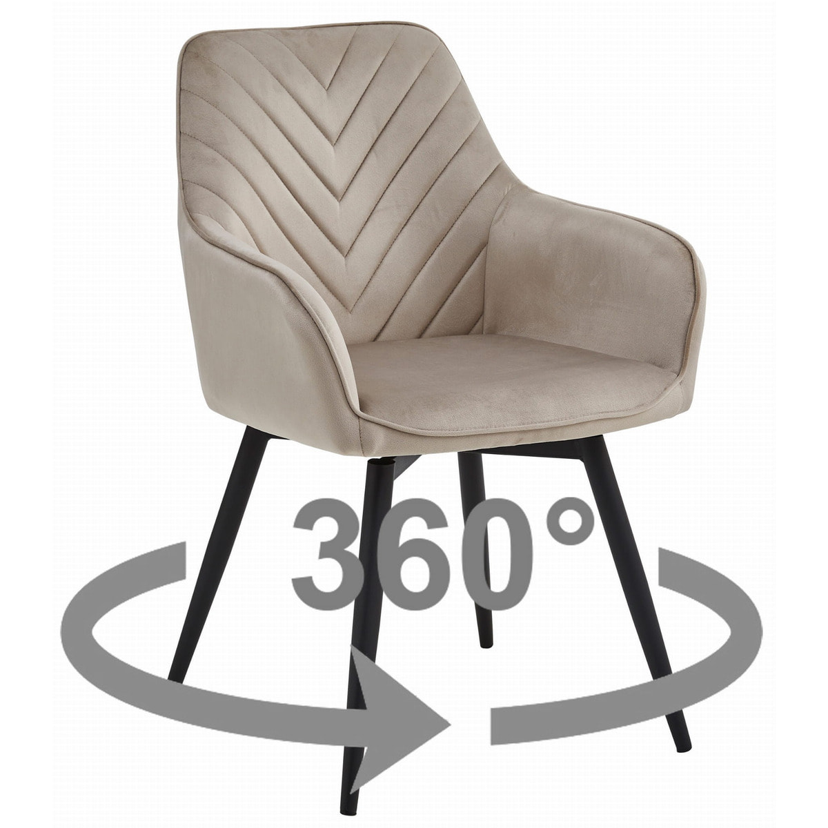 Sedia girevole Nana360 in velluto beige scuro