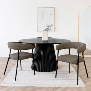 Set 2 sedie da pranzo Trivio in tessuto marrone con gambe in acciaio grigio