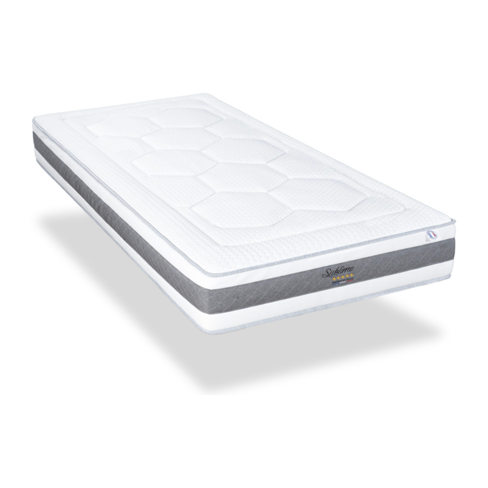 Matelas Sublime, 22 cm, Mémoire de Forme et Mousse Haute Densité, Soutien Mi-Ferme, Déhoussable, Fabrication Française
