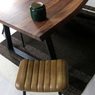 Tabouret en cuir camel matelassé - Bidar