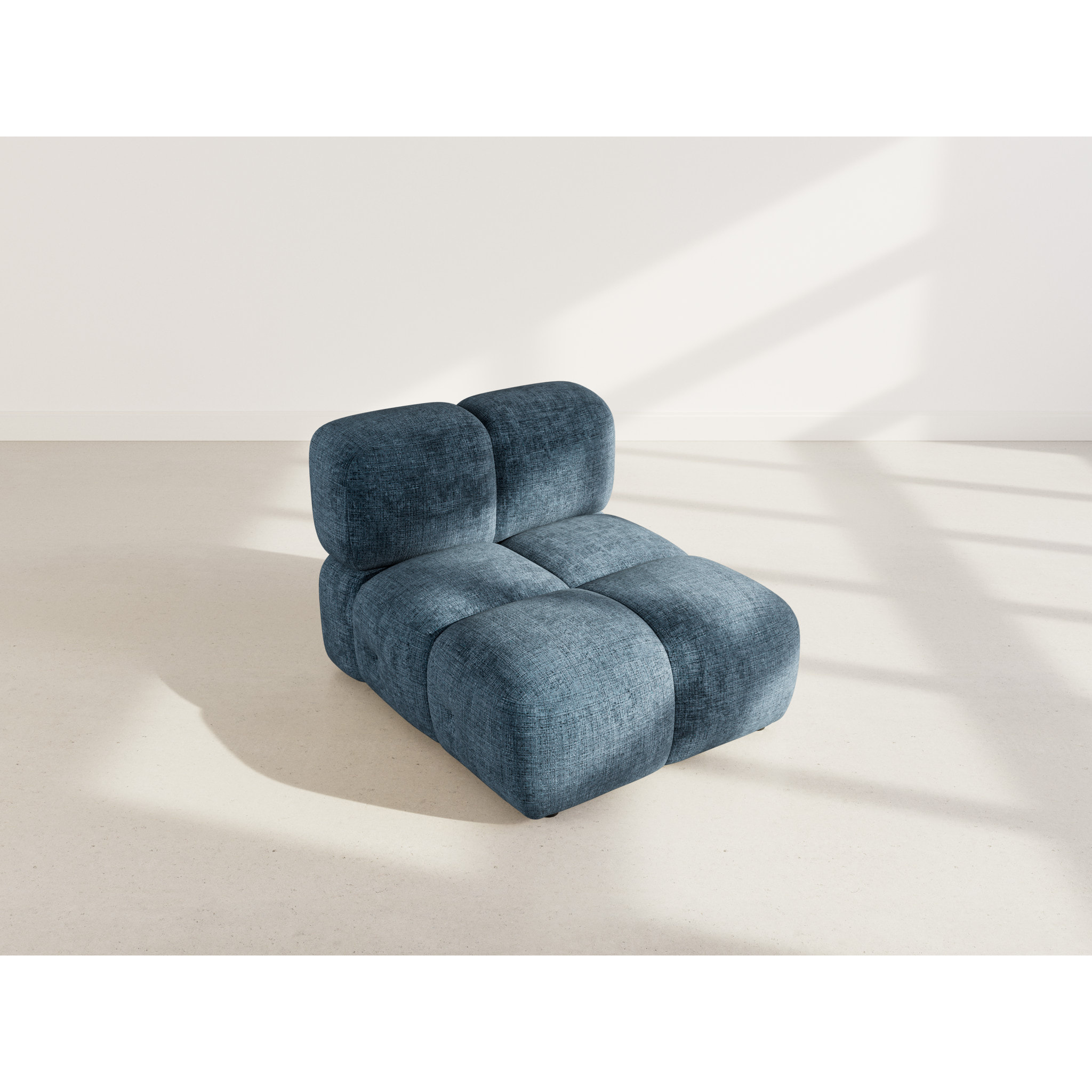 Grace - module d'assise en velours texturé - Bleu