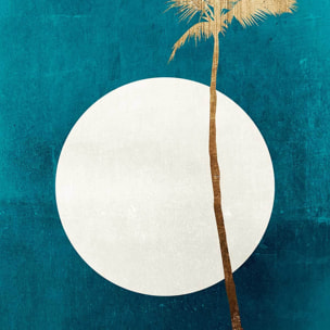 Poster cocotier sur fond bleu Affiche sous cadre bois