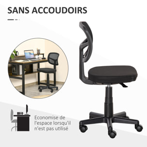 Chaise de bureau ergonomique hauteur réglable dossier enveloppant maille noir