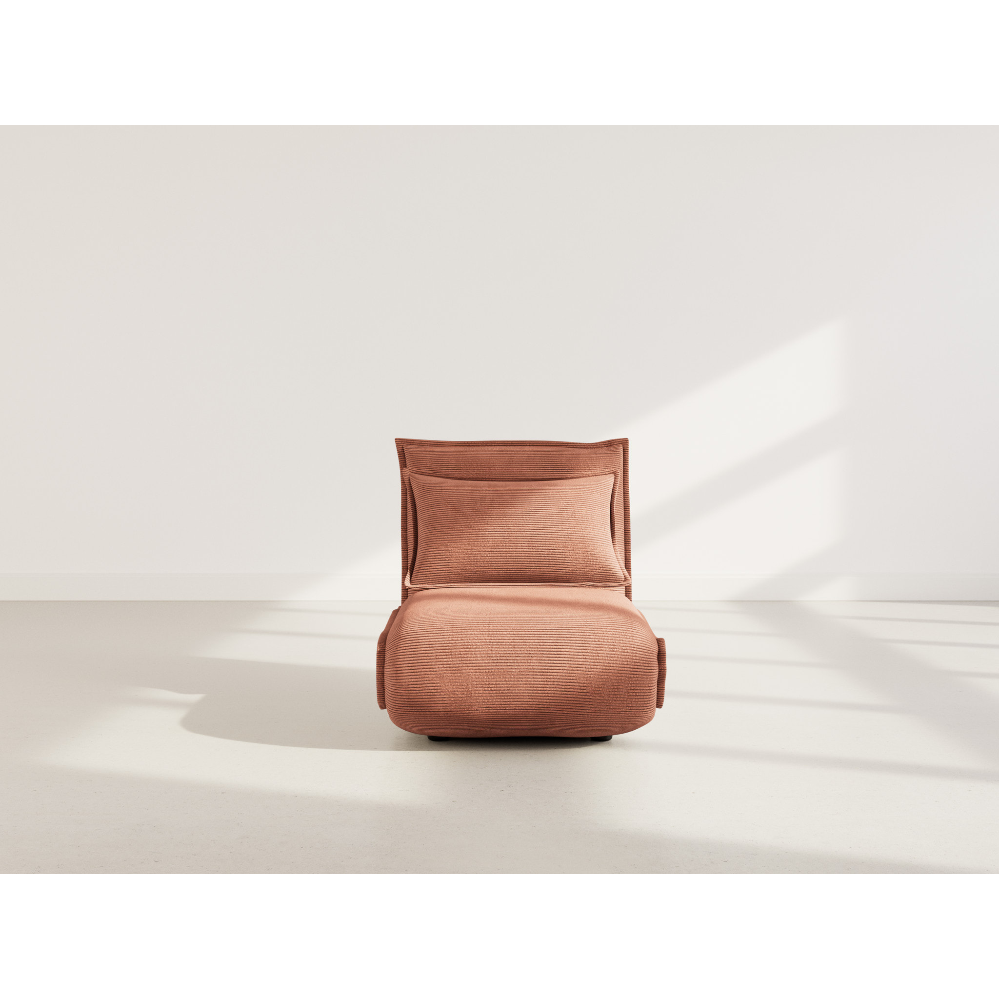 Candice - Banquette 1 place convertible clic-clac en velours côtelé - Terracotta