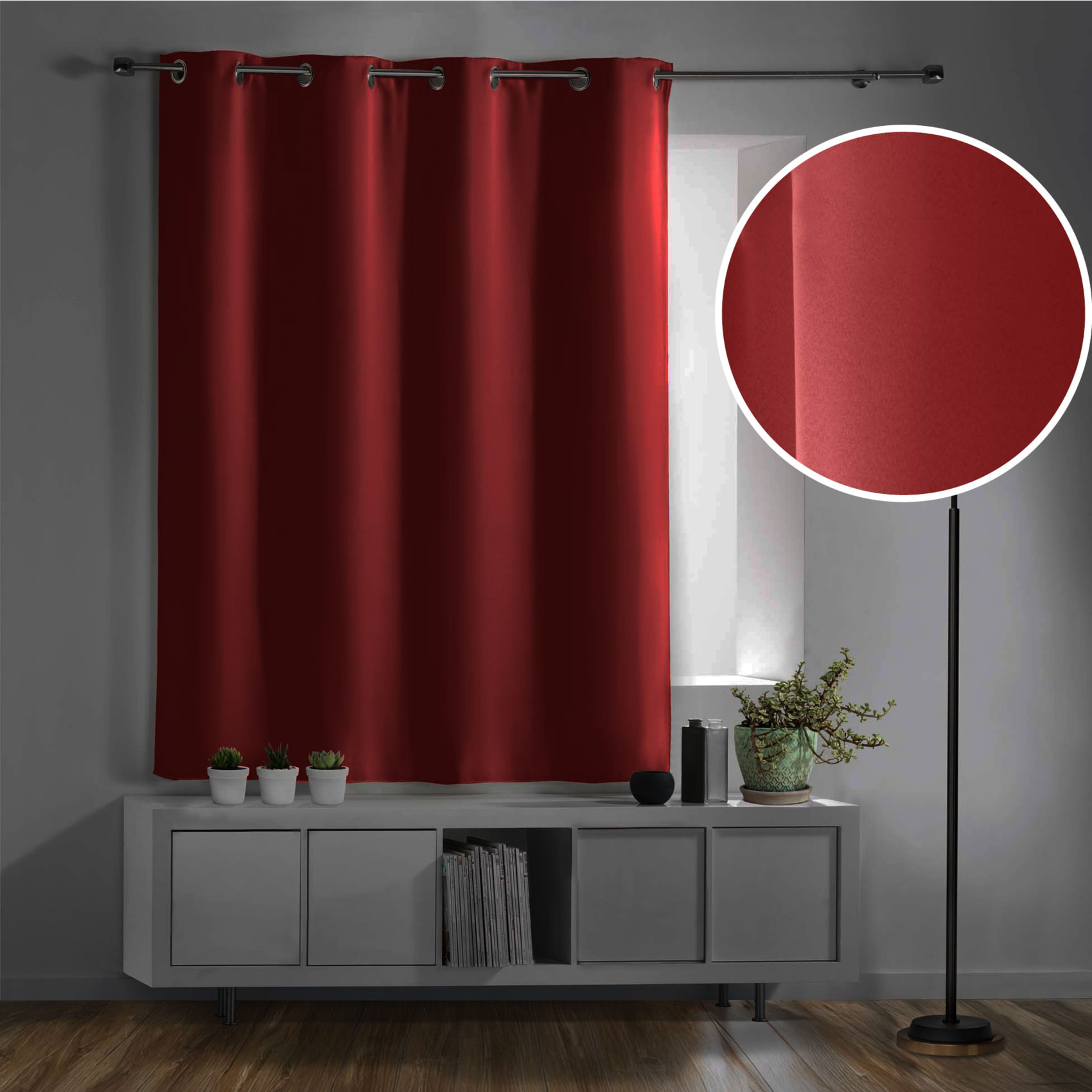 Rideau court obscurcissant 90 % adapté radiateur - Rouge