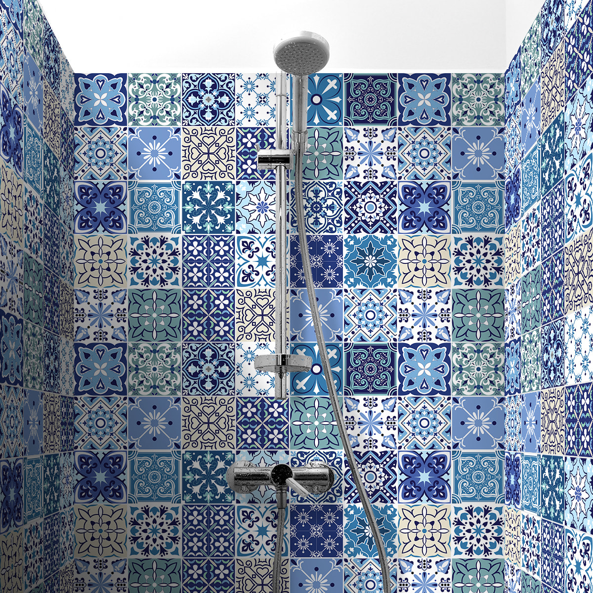 Stickers muraux - Sticker Mural Carrelage adhésif Cuisine Salle de Bain - 30 STICKERS CARREAUX DE CIMENT AZULEJOS SUSIA