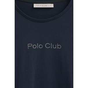 Camiseta azul marino de manga larga con brillantes Polo Club