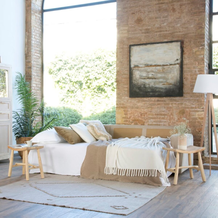 Canapé d'angle Kubor -textile, mousse pu, bois et panneau de particules-couleur beige 238 x 88 x 157 cm