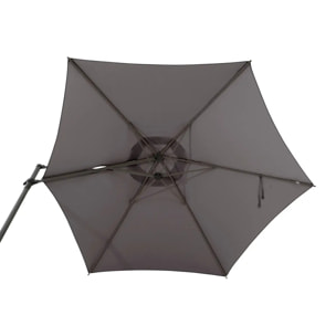Parasol déporté rond "Naulia" Ardoise 3,3m en acier polyester et nylon