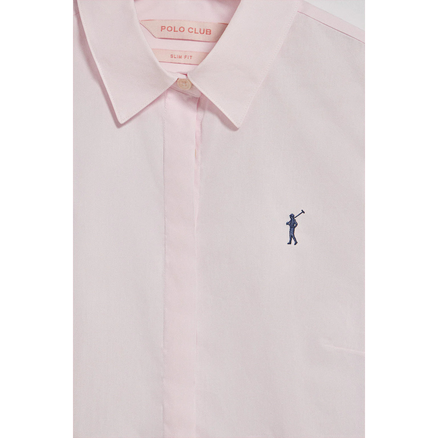 Camicia slim in popeline rosa con logo Rigby Go ricamato