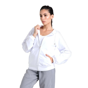 Sudadera con capucha y cremallera de mujer brillante