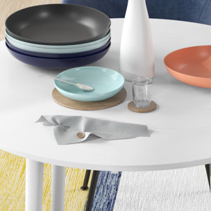 Table à manger ronde 4 personnes - table ronde extensible - table pliable 2 abattants - dia. 89 x 73H cm - bois blanc