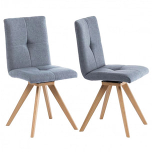 Lot de 2 chaises rotatives 180° capitonnées en tissu - 4 coloris - HORTENSE