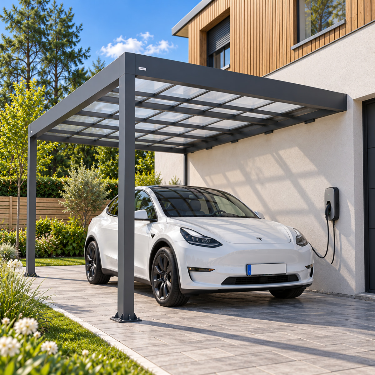 Carport adossé aluminium Trigano - LIBECCIO WALL - 16 m²