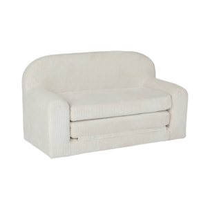 Canapé lit enfant en velours côtelé dépliable. couleur crème. L 90 x P 43 x H 51.5 cm