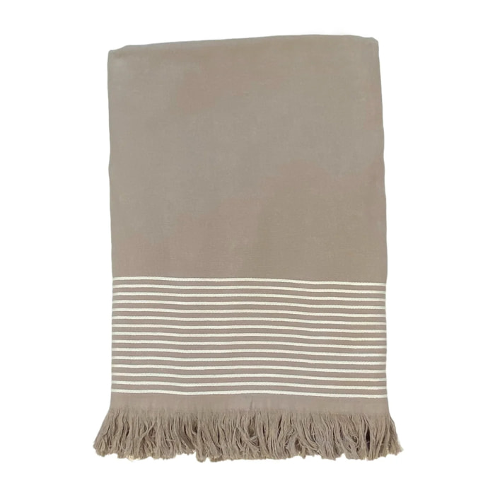 Fouta doublée éponge Paski Taupe 90x170 300g/m²