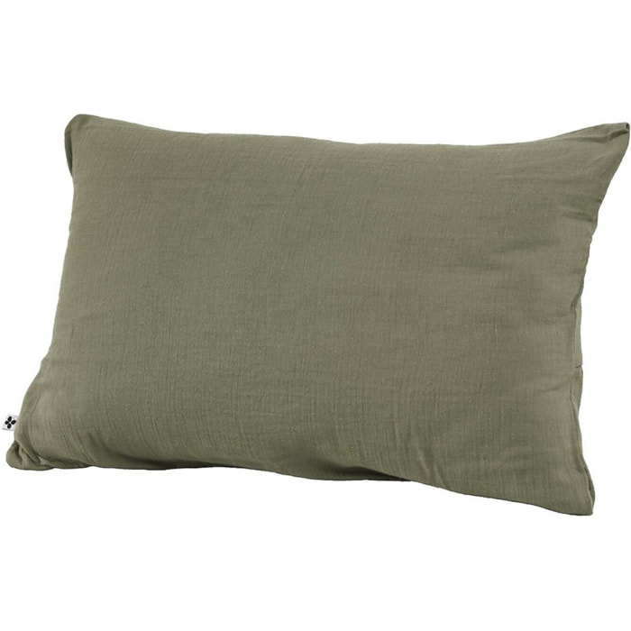 Taie d'oreiller 100 % gaze de coton kaki