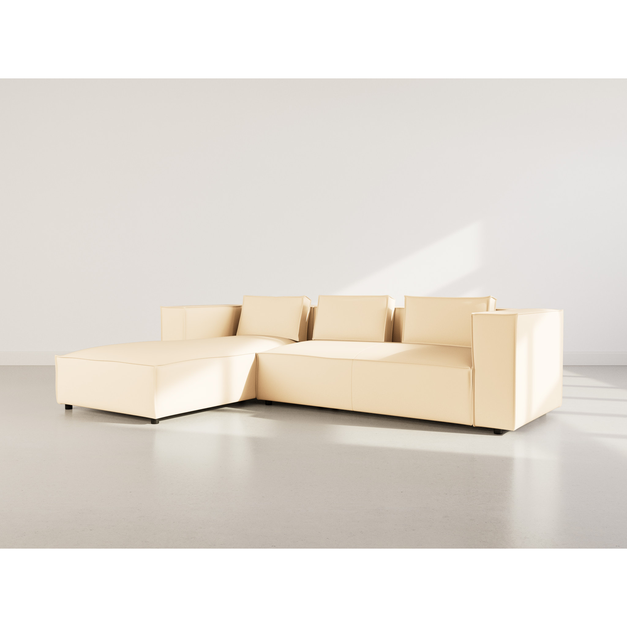 Stella - canapé d'angle gauche 4 places en simili - Beige