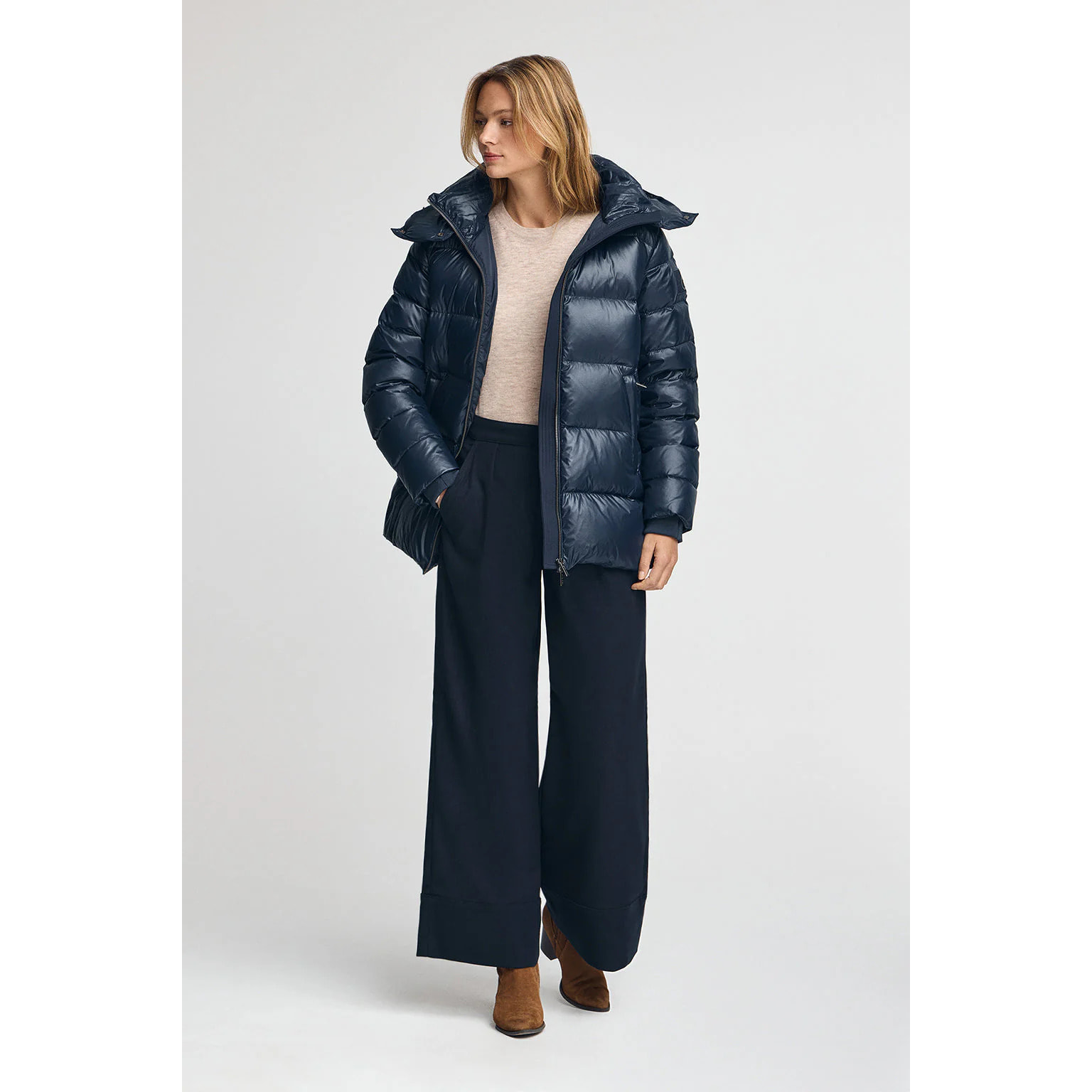 Chaqueta de plumas Ofelia azul marino con logo Polo Club