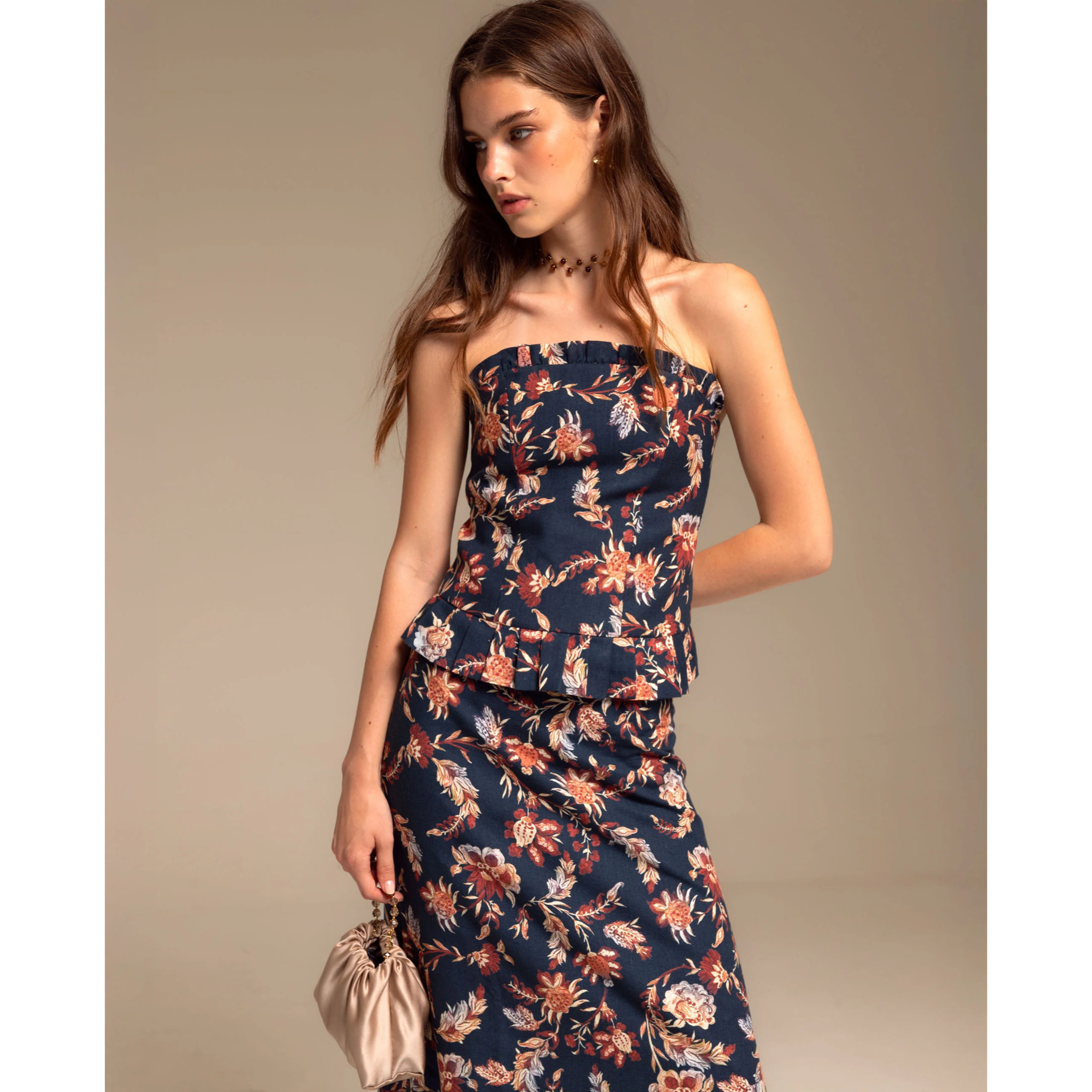 Falda midi con estampado