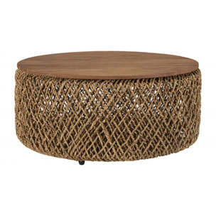 ALIDA - Table basse ronde 85x85cm en tissage de fibre de cocotier