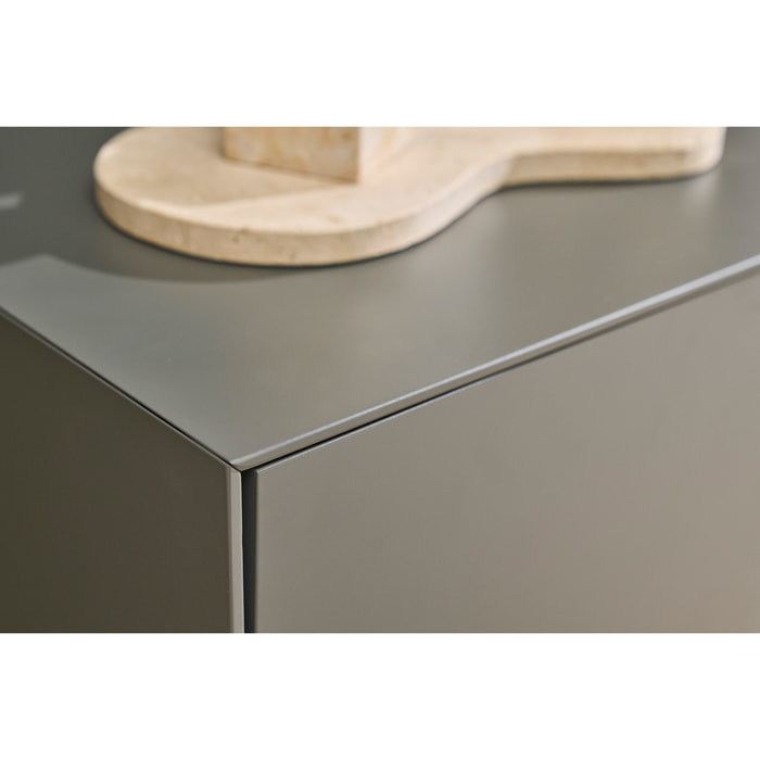 Meuble TV design gris laqué mat avec rangements L180 cm GRAY