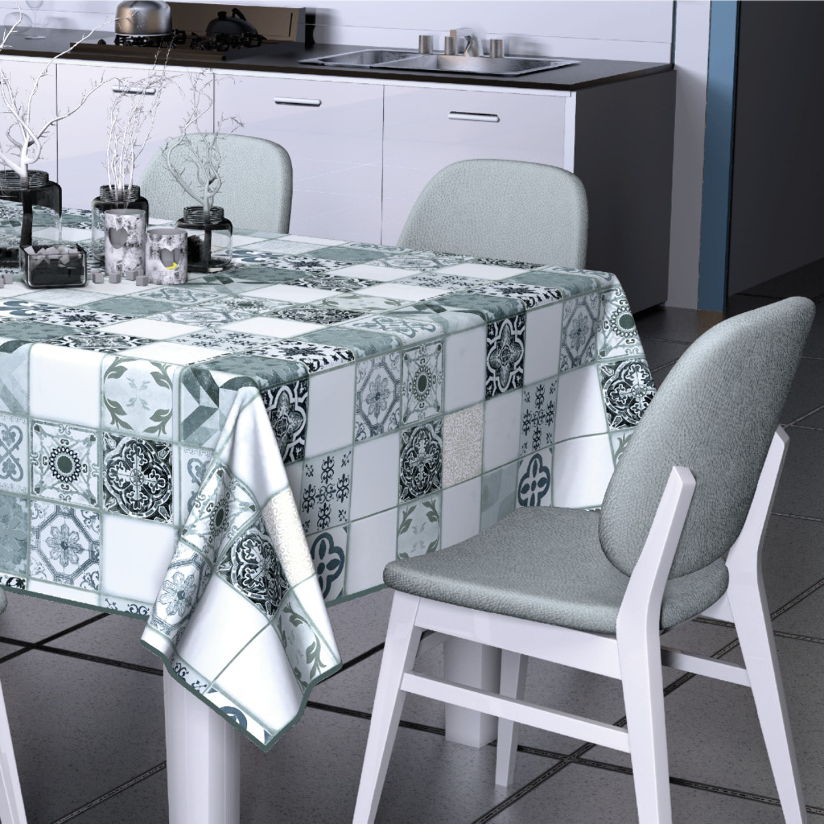 CASSESE HOME Tovaglia in PVC Breccia Con Bordino – Antimacchia, Pratica e Decorativa Made in Italy_Dec.E