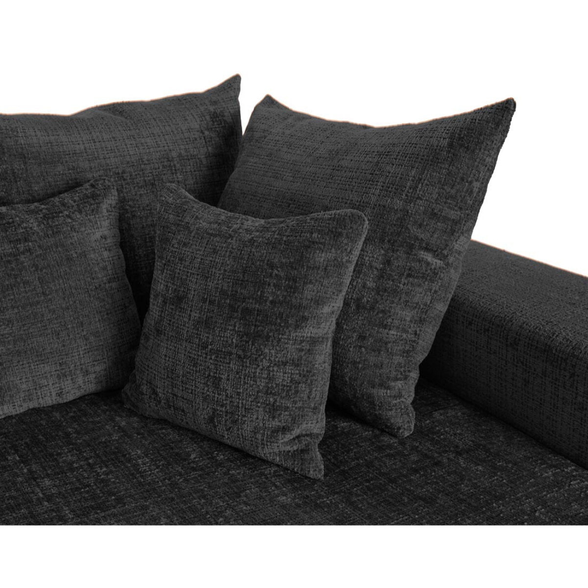 Collins - canapé droit 4 places avec double méridienne - assise profonde - en velours texturé - Gris