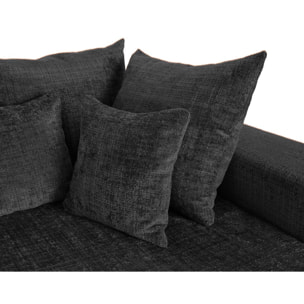 Collins - canapé droit 4 places avec double méridienne - assise profonde - en velours texturé - Gris
