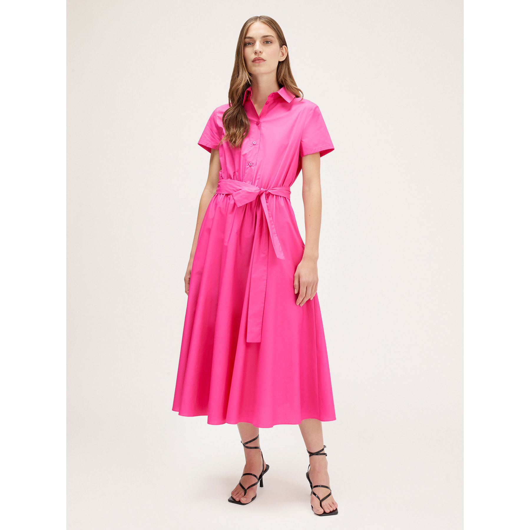 Motivi - Vestido camisero de algodón - Fuchsia