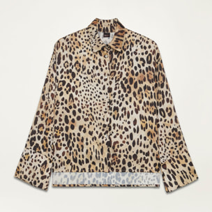 Oltre - Camisa animalier de raso - Beige