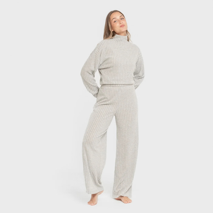 Pantalón largo ancho 4x2 canalé mujer