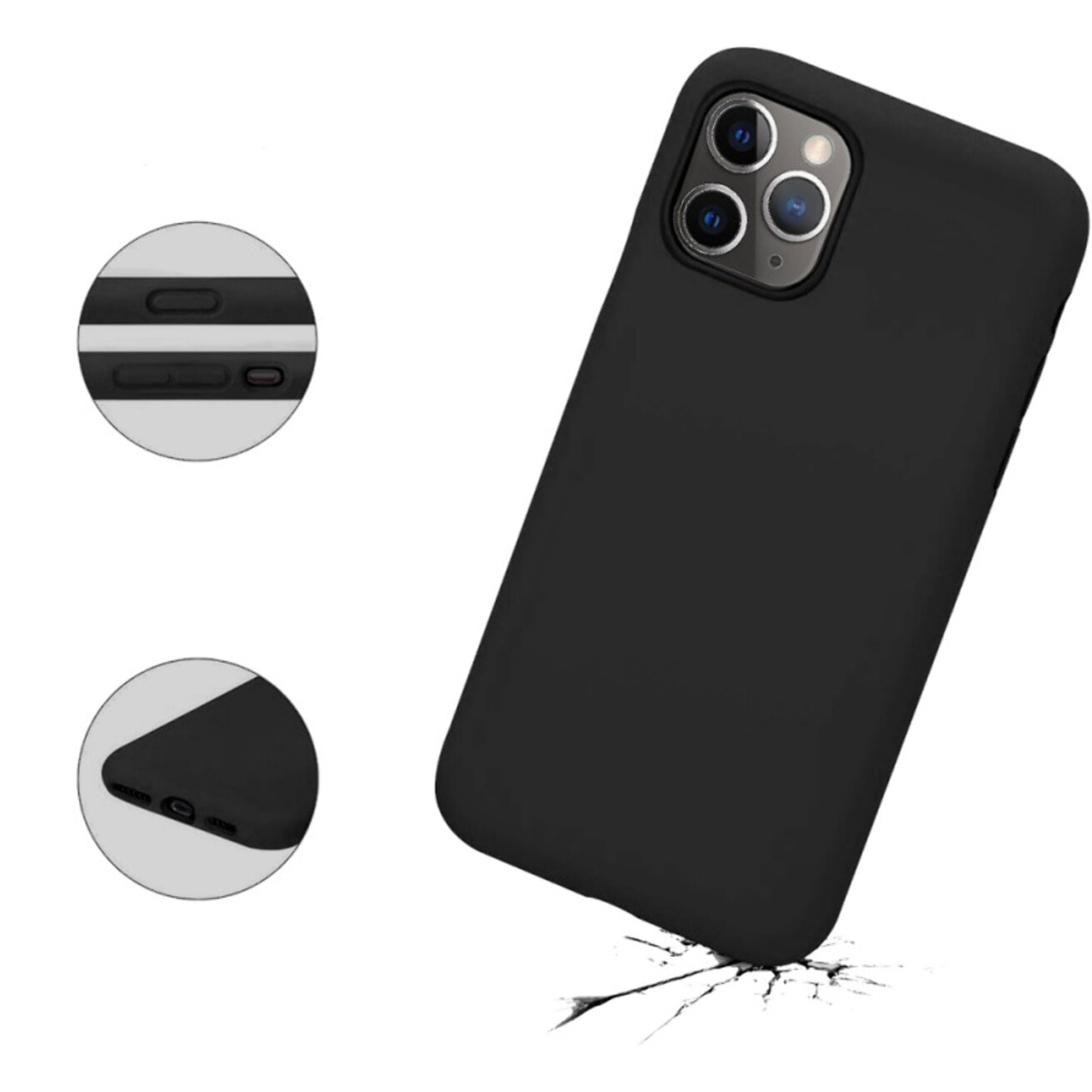 Coque iPhone 11 Pro Max Silicone liquide Noire + 2 Vitres en Verre trempé Protection écran Antichocs