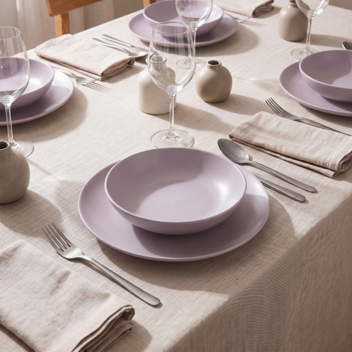Servizio piatti 18 pezzi in ceramica - GLICINE