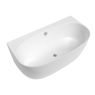 Agnes 158x86 cm Baignoire autoportante en marbre coulé, sans pieds, blanc (SATAG1580)