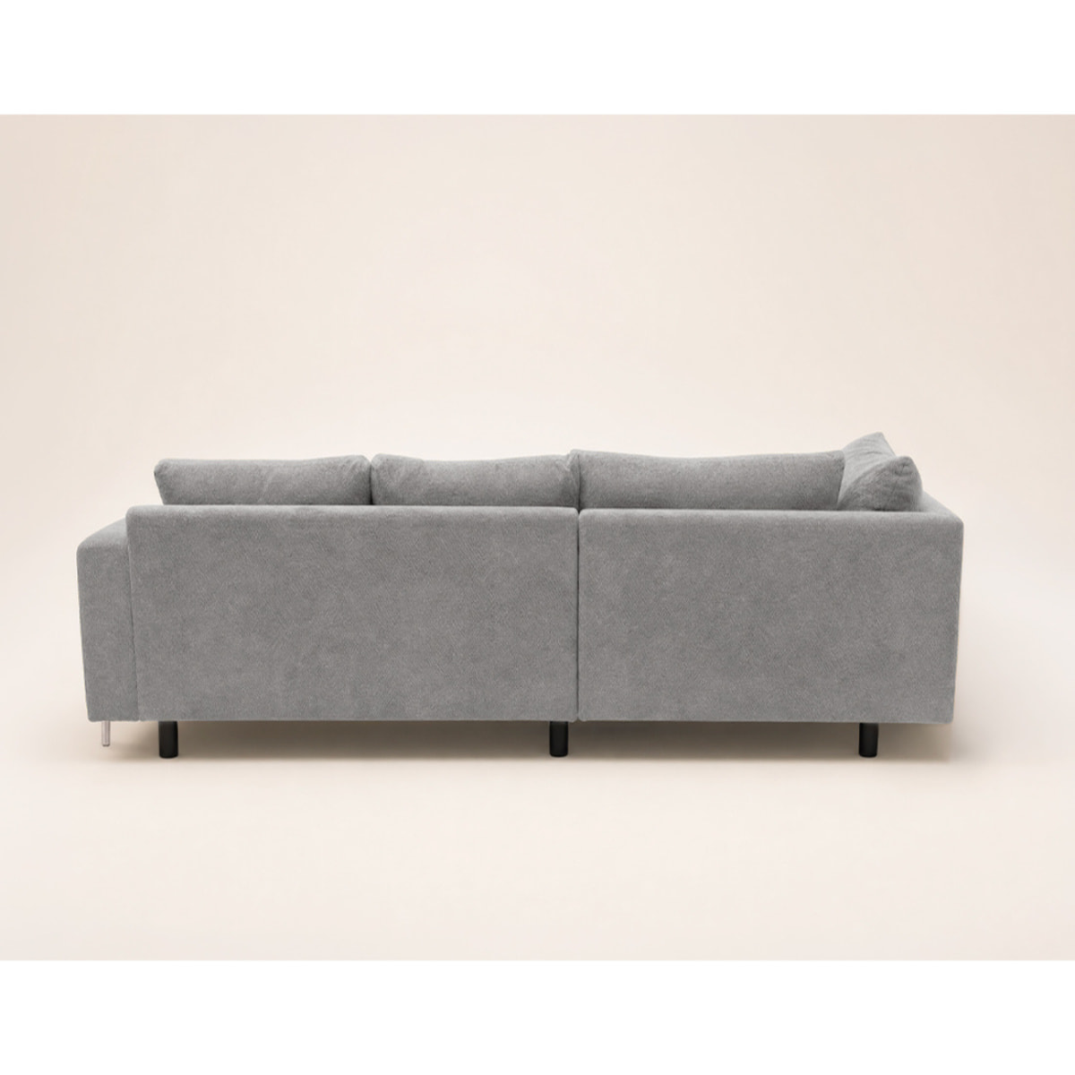 Gabin - Canapé d'angle gauche 5 places en velours texturé - Gris clair