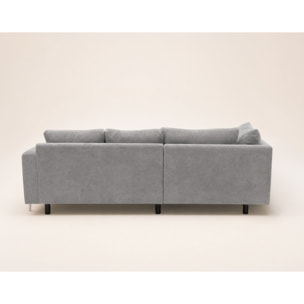 Gabin - Canapé d'angle gauche 5 places en velours texturé - Gris clair