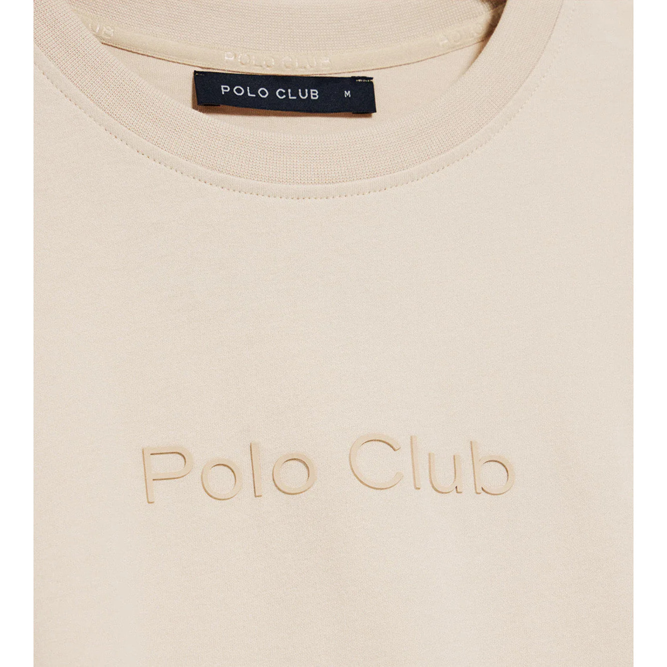 Camiseta beige de manga corta y cuello redondo con logotipo Polo Club