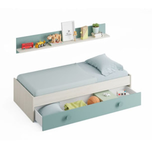 Cama doble juvenil Yuki Blanco Alpes - Verde Acqua