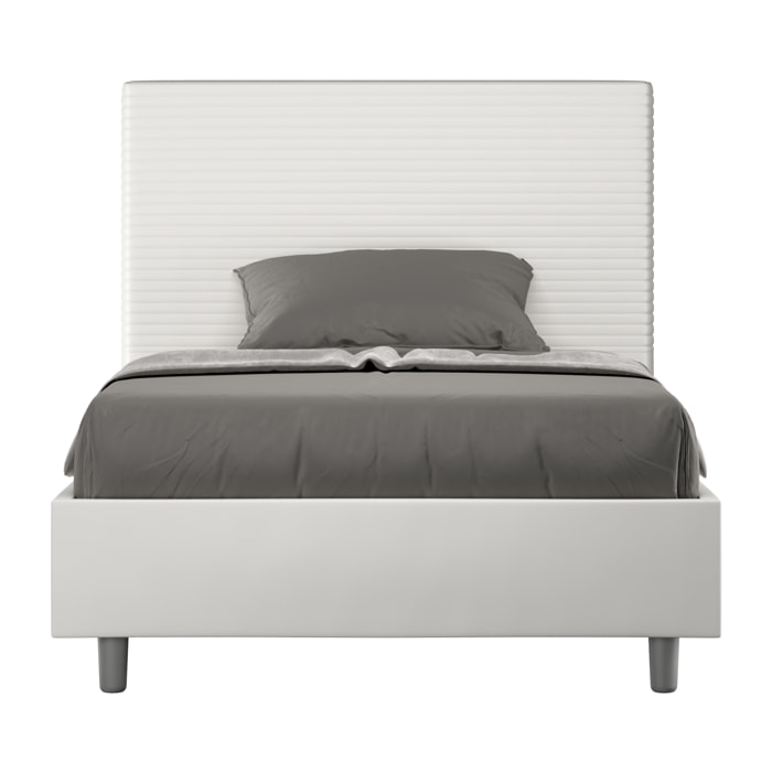 Letto una piazza e mezza con rete imbottito 120x190 similpelle bianco Focus