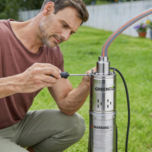 Bomba sumergible 370 W, caudal 20 L/min, altura máxima 50 m para aguas limpias - GREENCUT