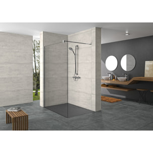 Design Pure 130x200cm paroi en verre 8 mm anticalcaire, avec bras et profilés chrome brillant (SIKOKHWI130)