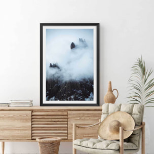 Affiche paysage tempête dans les alpes suisses Affiche + cadre en bois - Noir