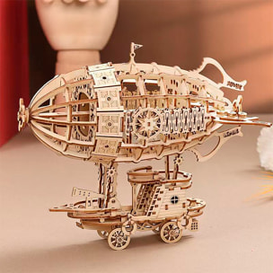 Modello in legno 3D, design di veicolo aereo con movimento meccanico. 160 pezzi.
