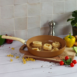 Lot de 3 poêles revêtement céramique noisette - tous feux NOISETTE