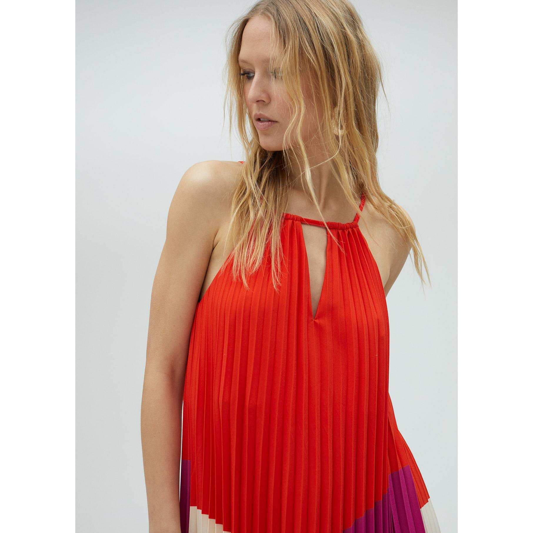 Vestito plissettato tricolore