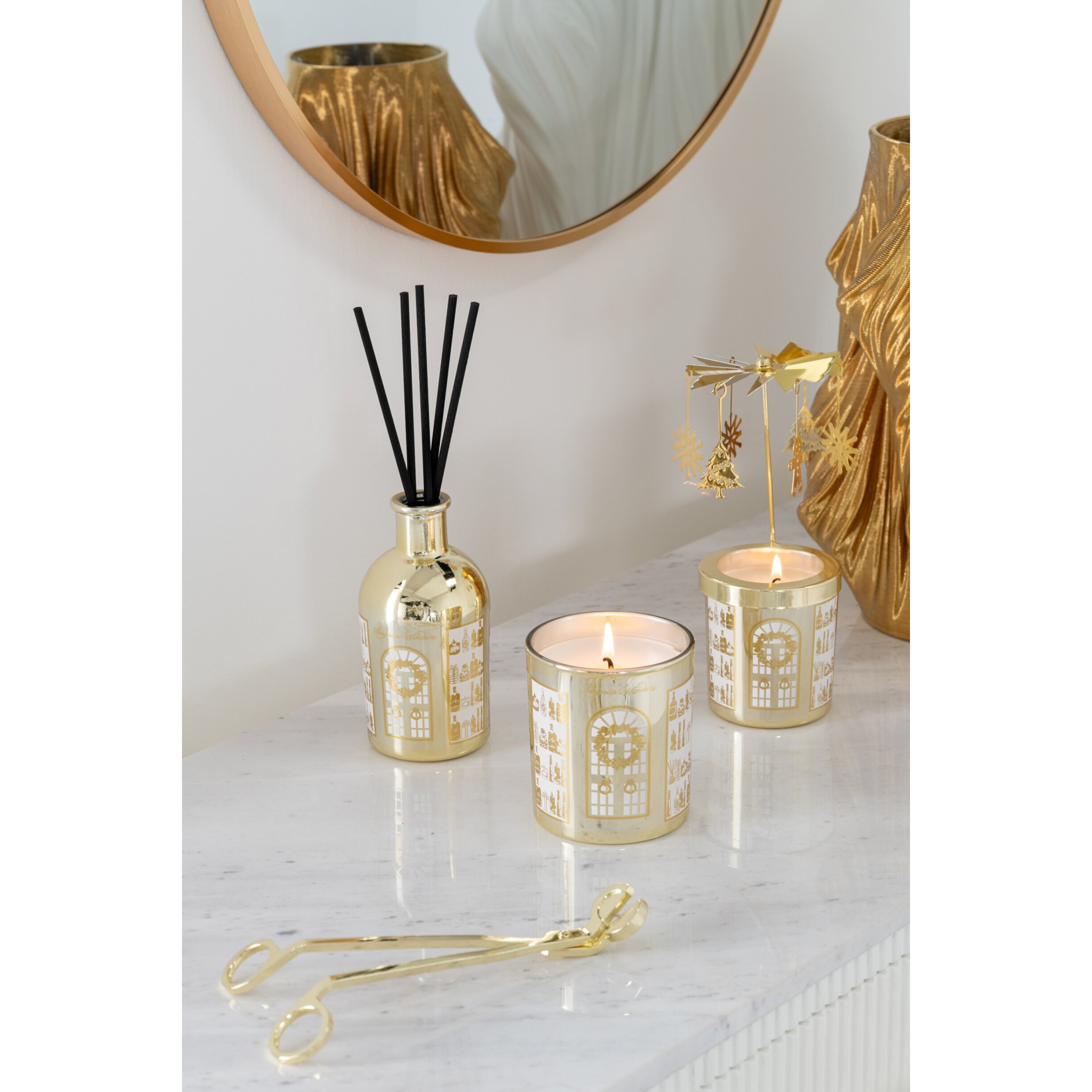 J-Line bougie parfumée Surprise Window - verre - blanc/or