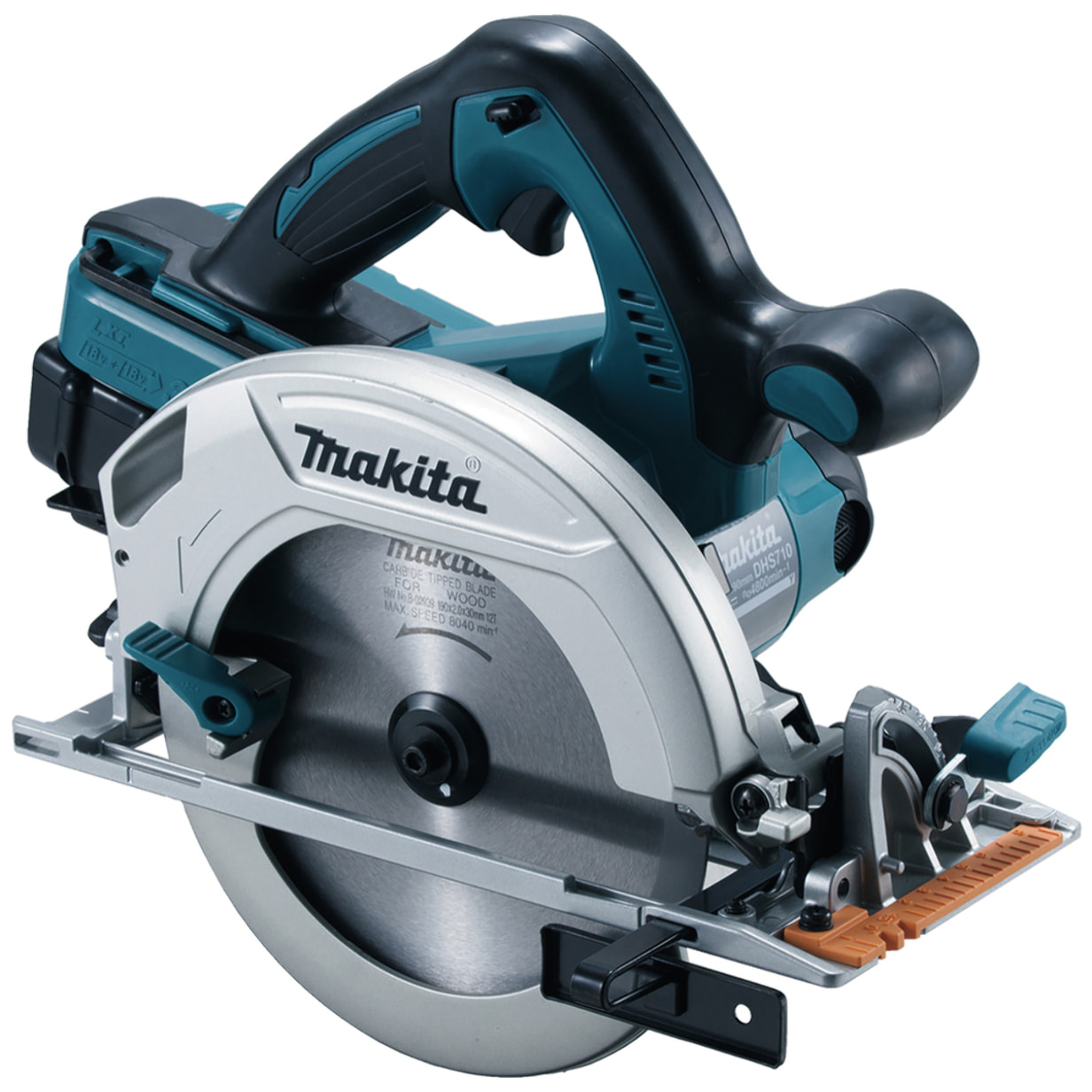 Sierra circular 36 V => 2 x 18 V Li-Ion 5 Ah Ø 190 mm (4 baterías) MAKITA - 4 baterías, cargador, maletín - DHS710PT4J
