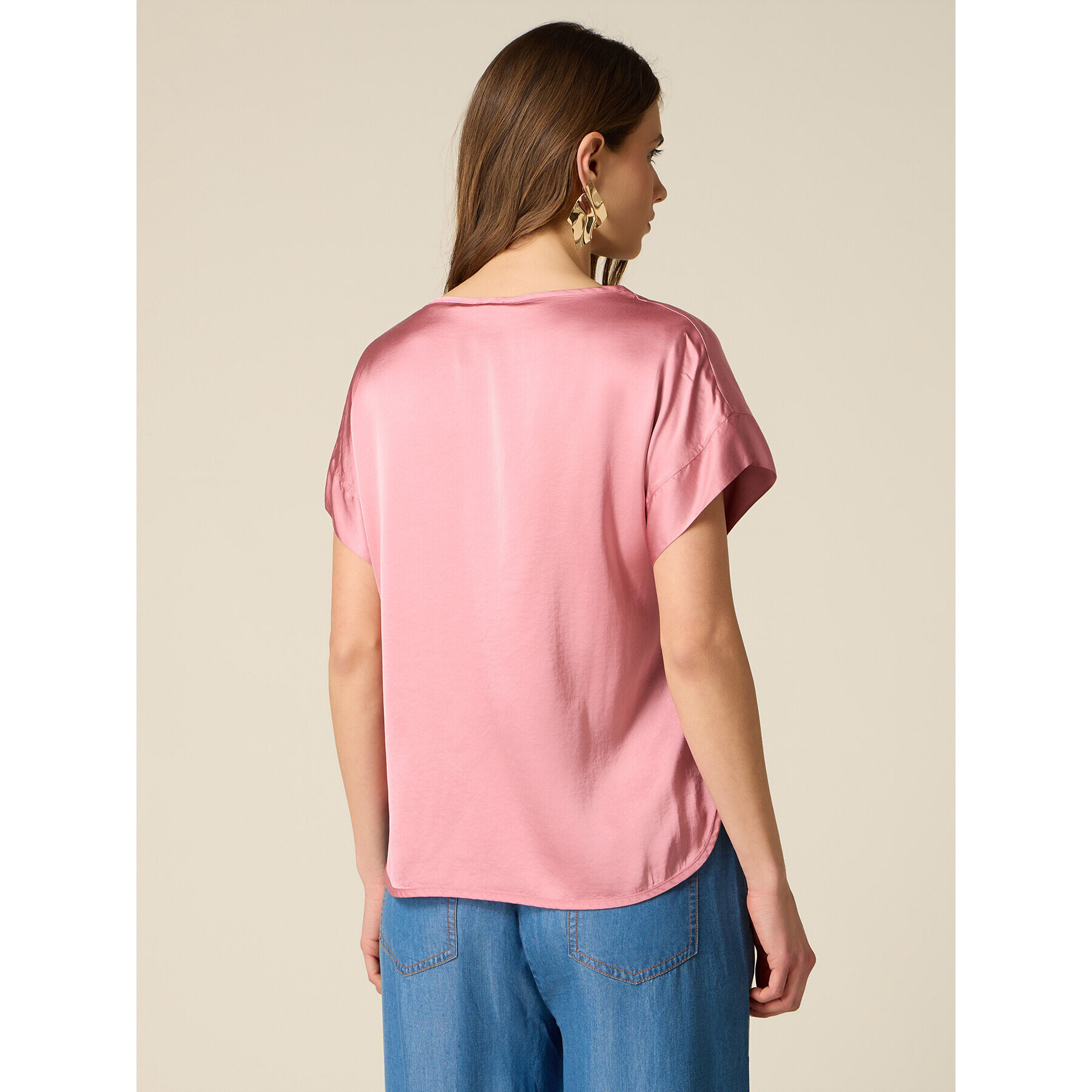 Oltre - Blusa de satén de viscosa - Rosa