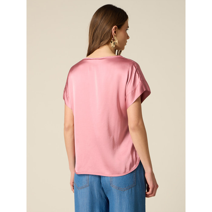 Oltre - Blusa de satén de viscosa - Rosa